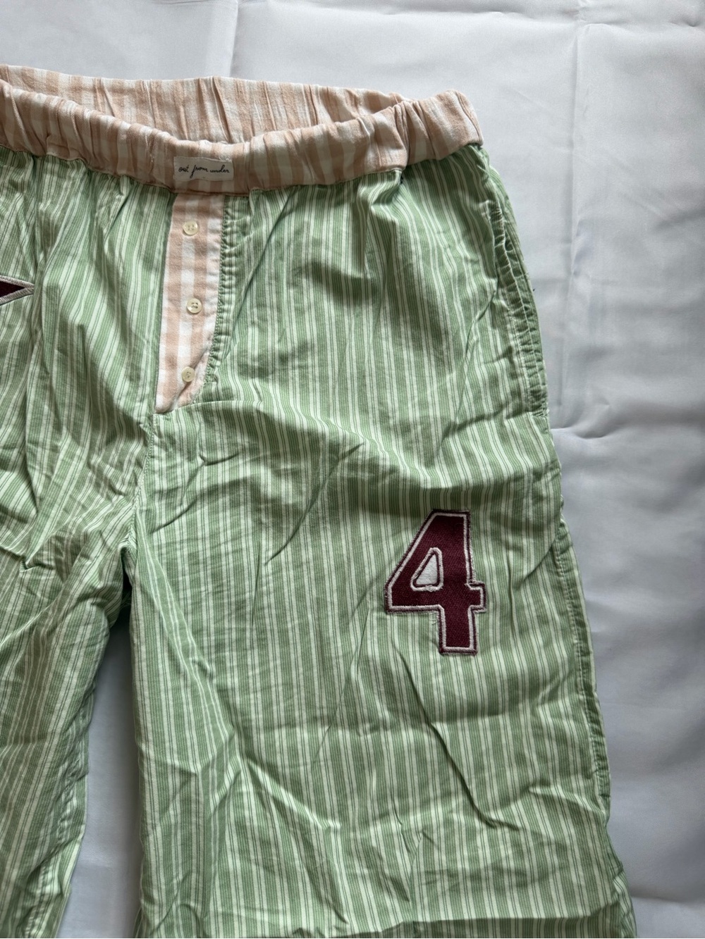 Urban Outfitters Green Striped Track Pants with Maroon '4' Patch